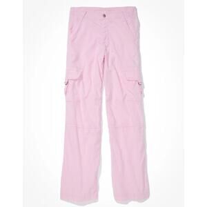 American Eagle Super High Rise Baggy Wide Leg Cargo Pants Baby Pink XXS Short